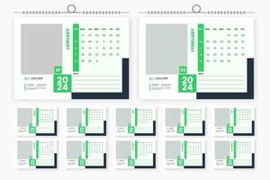 2024 desk calendar design 12 page calendar template vector