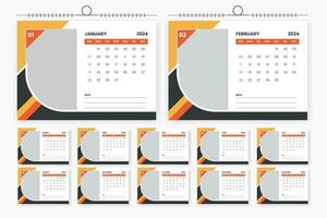 2024 desk calendar design 12 page calendar template vector