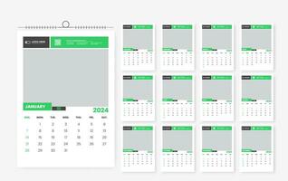 2024 12 page wall calendar template design vector