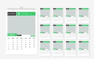 2024 12 page wall calendar template design vector