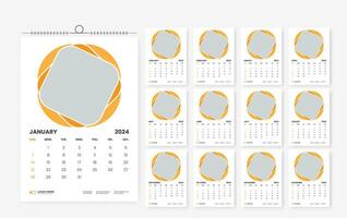 2024 12 page wall calendar template design vector