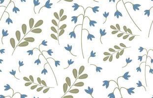 Floral seamless background. Wildflowers in flat style. Background from the herbarium. Delicate pastel colors. Background, wallpaper, textiles, printing. vector