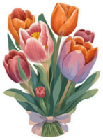 Tulip Flowers Bouquet Clipart with AI Generative png