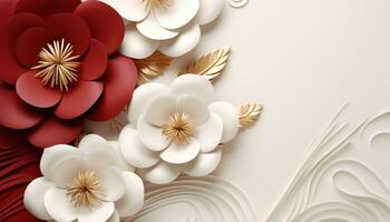 Red and white paper flower background photo