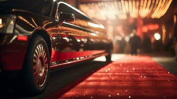 luxury limousine for celebrities near the red carpet. secular event. ai generative photo