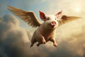 pig with wings.ai generative photo