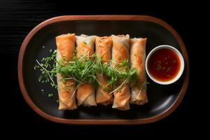 spring rolls top view.ai generative photo