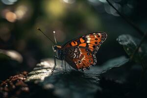 monarca, danaus plexipo, mariposa en natural hábitat. hermosa insecto. ai generativo foto