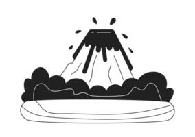 Expulsion of molten lava monochrome flat vector object. Natural disaster. Volcano eruption. Editable black and white thin line icon. Simple cartoon clip art spot illustration for web graphic design