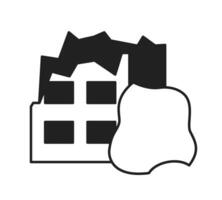 Ruined house monochrome flat vector object. Abandoned place. Editable black and white thin line icon. Simple cartoon clip art spot illustration for web graphic design