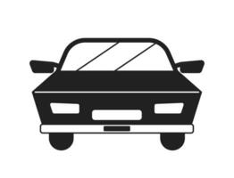 Car running away monochrome flat vector object. Modern vehicle. Editable black and white thin line icon. Simple cartoon clip art spot illustration for web graphic design