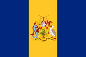 The official current flag and coat of arms of Barbados. State flag of Barbados. Illustration. photo