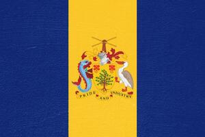 Flag and coat of arms of Barbados on a textured background. Concept collage. photo