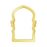 Golden frame in oriental style. Gold arch door in arabic style. Vector illustration.