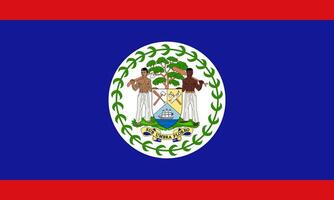 The official current flag and coat of arms of Belize. State flag of Belize. Illustration. photo