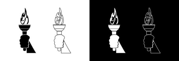 Icon of a hand with a burning torch. vector