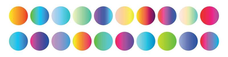 Gradient circle in blue and round color shades, neon and purple sphere palette. button and ball elements. Flat vector illustrations isolated in background.