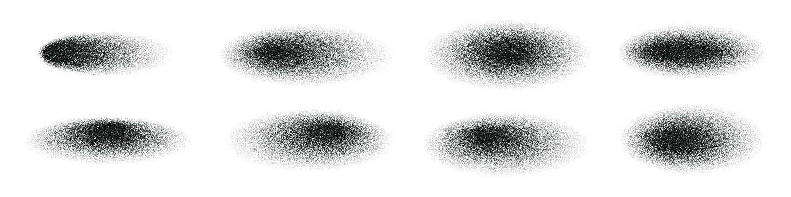 Noise texture with gradient grain, circle effect, grainy sand gradation and sphere. Flat vector illustrations isolated in background.