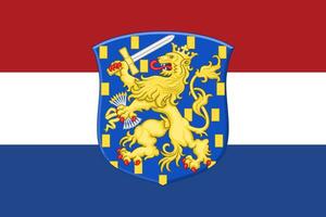 The official current flag and coat of arms of Caribbean Netherlands. State flag of Caribbean Netherlands. Bonaire, St. Eustatius and Saba. Illustration. photo