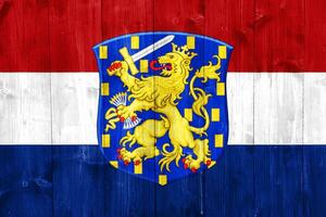 Flag and coat of arms of Caribbean Netherlands on a textured background. Concept collage. photo