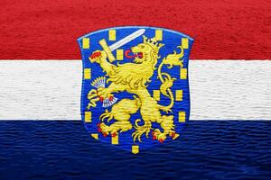 Flag and coat of arms of Caribbean Netherlands on a textured background. Concept collage. photo