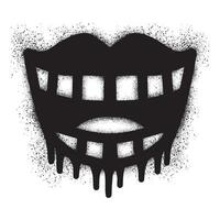 Laughing mouth graffiti with black spray paint vector