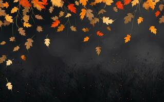 Autumn background with falling leaves photo