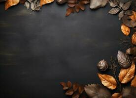 Autumn leaves rustic background photo