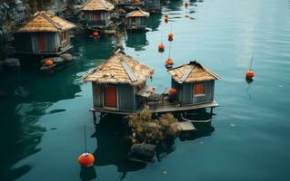 floating houses on the river photo
