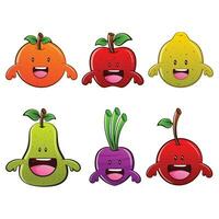 Happy Fruits and Vegetables Character Design vector