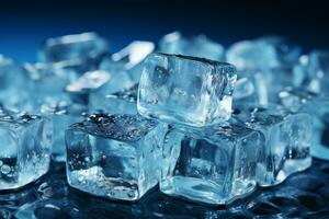 ice cubes on a black background photo