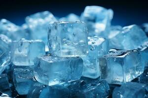 hielo cubitos en azul antecedentes foto
