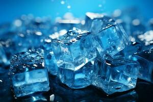 ice cubes on blue photo