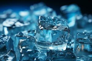 ice cubes on blue background photo