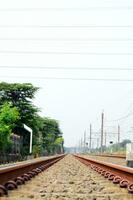 View of the railroad tracks during the day photo