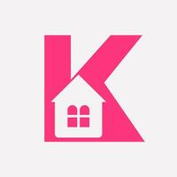 Letter K Home Logo Concept With House Icon For Real Estate Symbol vector