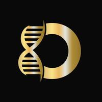 Letter O DNA Logo Design Concept With DNA Cell Icon. Health Care Symbol vector