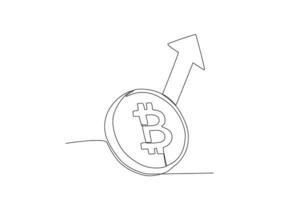 A cryptocurrency with an upward arrow vector