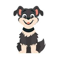 gracioso negro perro. sonriente perro. dibujos animados estilo, vector ilustración