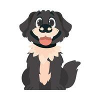 Funny black dog. Smiling dog. Cartoon style, vector illustration