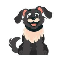 Funny black dog. Smiling dog. Cartoon style, vector illustration