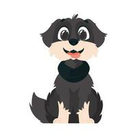 Funny black dog. Smiling dog. Cartoon style, vector illustration