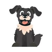 Funny black dog. Smiling dog. Cartoon style, vector illustration