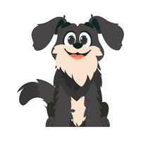 Funny black dog. Smiling dog. Cartoon style, vector illustration