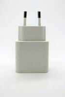 White cellphone charger adapter photo