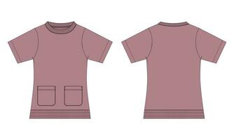 camisa de entrenamiento para De las mujeres técnico dibujo Moda plano bosquejo vector ilustración modelo frente y espalda puntos de vista