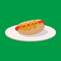 hot dog fast food plate icon element vector