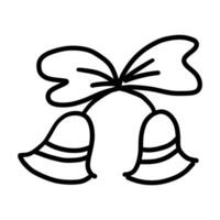 bells christmas bow doodle line element icon vector