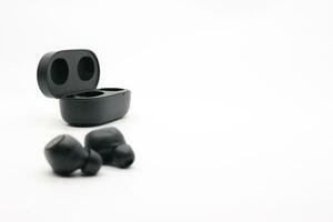 Black bluetooth earphones photo