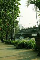 Empty pedestrian street on the edge of town photo